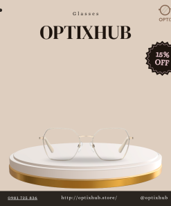 Gọng kính đa giác trắng trong có đệm