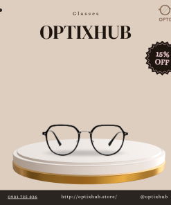 Gọng kính đa giác đen có đệm
